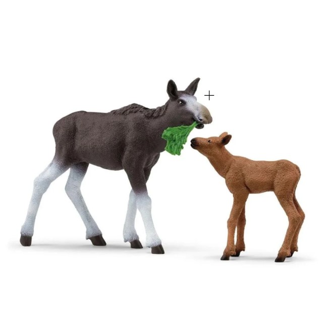 SCHLEICH - Femmina di alce con cucciolo