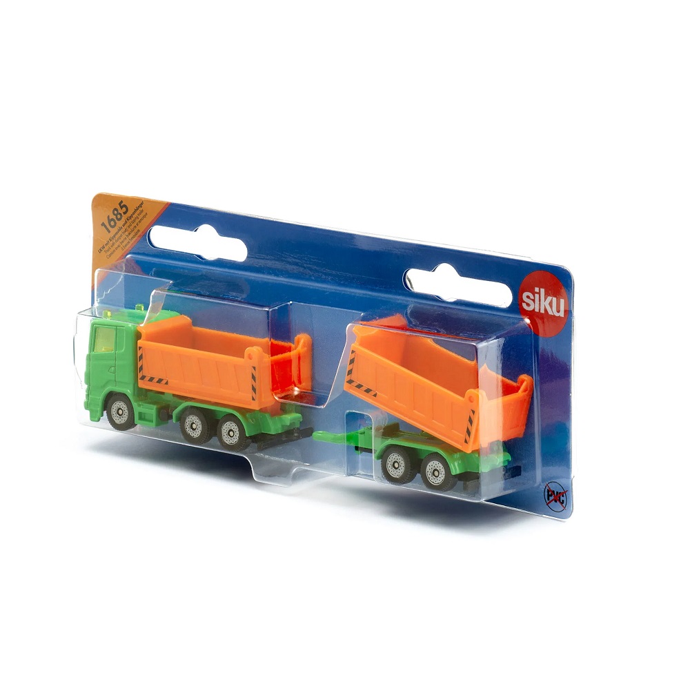SIKU - Truck with dumper body and tipping trailer - DIMENSIONI: 28x152x36 mm